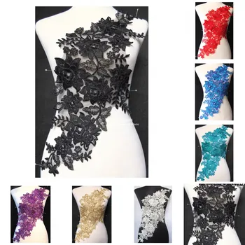 

10pcs/lot x New 7Color(Black Blue Red Purple Gold/Cream+)Organza Floral Lace Embroidered Applique Collar Sewing DIY Craft TBNC86