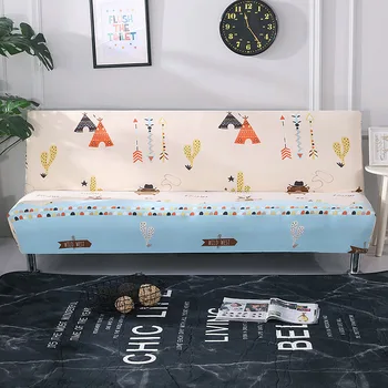 

Cartoon Cute Elastic Printed Armless Sofa Bed Cover Folding Seat Slipcover Modern Stretch Sofa Bed Covers Cheap Couch Protector