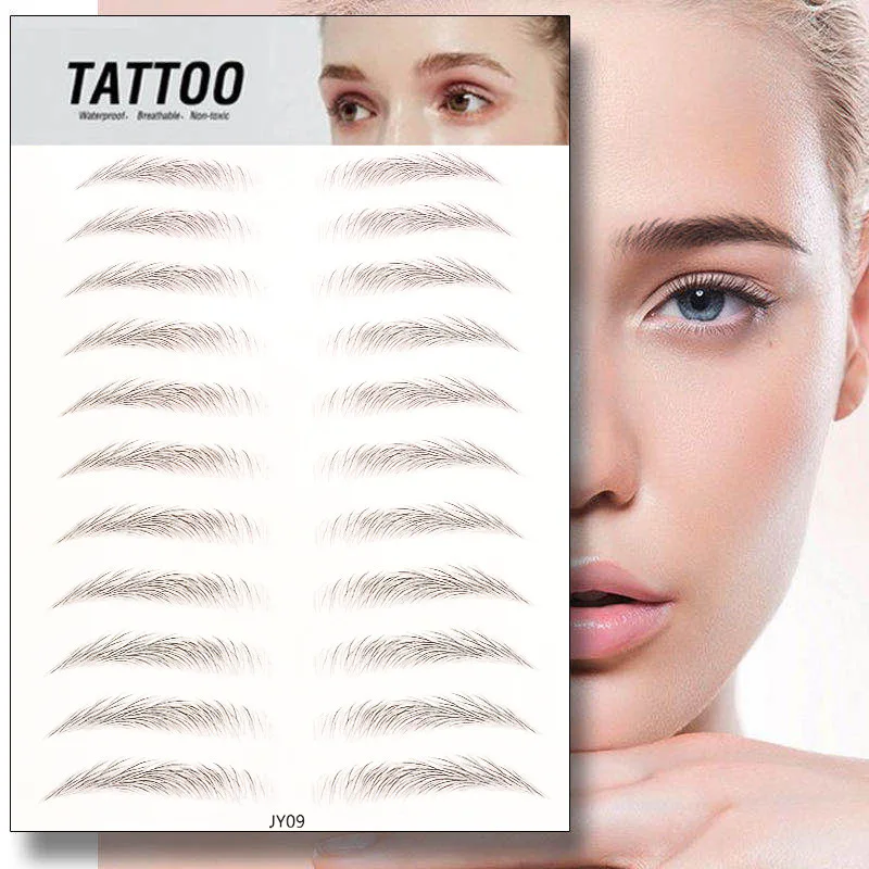 4D Eyebrow Sticker Non-toxic Tattoo Sticker Makeup Supplies Waterproof Lasting Eyebrow Bionic brow tools