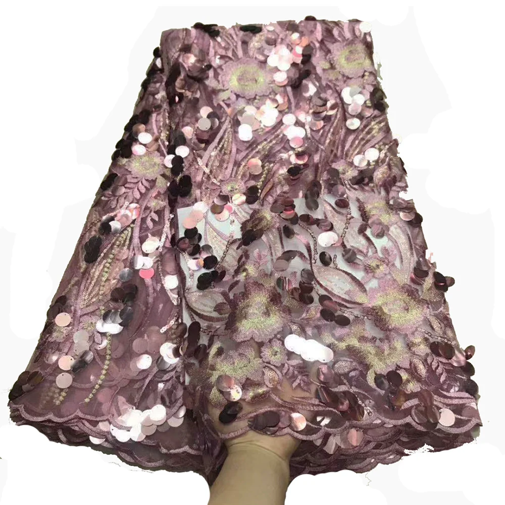 African Lace Fabric Embroidered Nigerian Lace Fabrics High Quality French Tulle 3D Lace Fabric For Women Dress - Color: color2