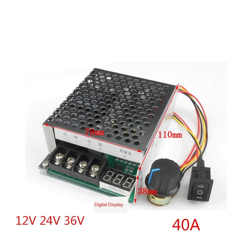40A DC Motor Speed Controller, Motor Speed Controller, Reverse Switch, Digital Tachometer, 12V24V36V