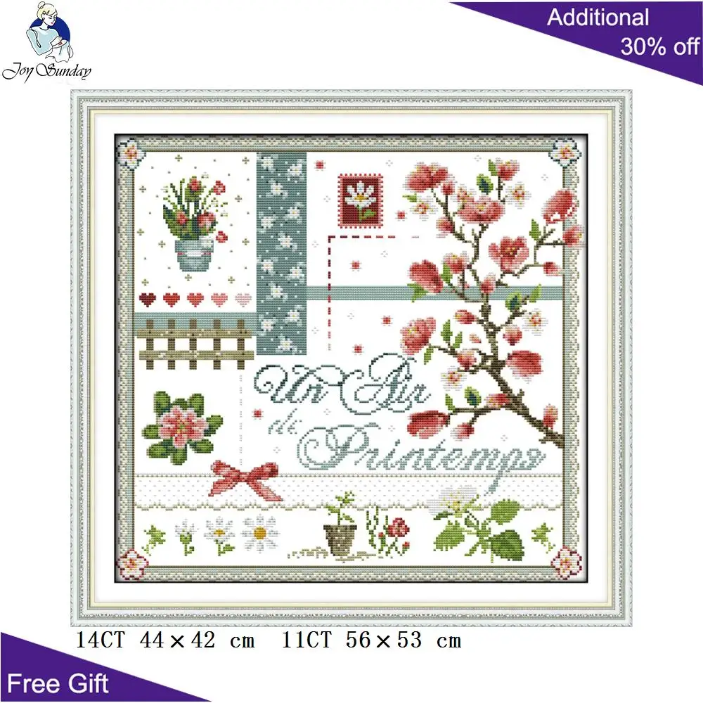 Фото Joy Sunday розы Персик рукоделие H545(3) H546 подсчитанные и отпечатанные розы для домашнего декора персиковые блусомы наборы для вышивки крестиком №4