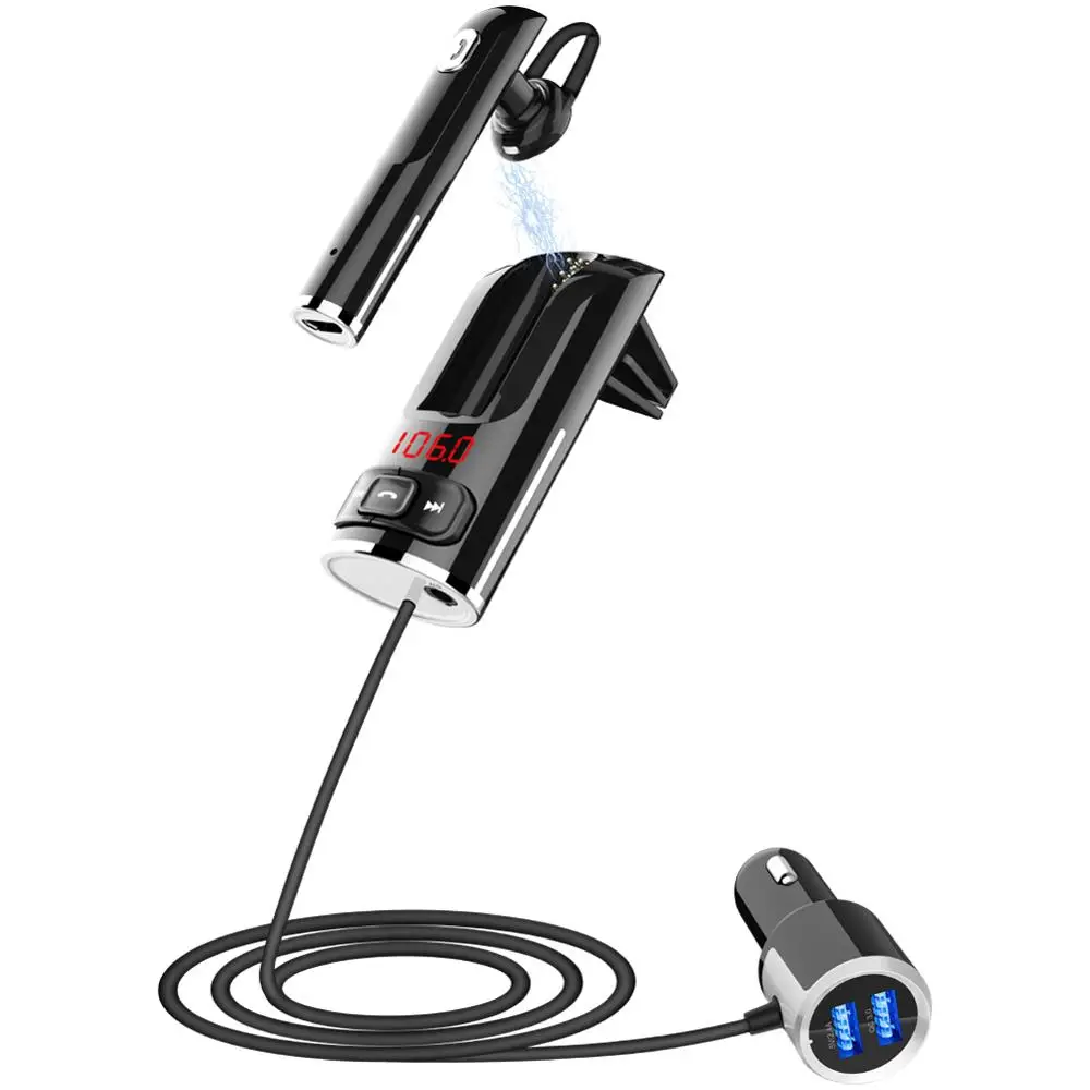 Автомобильный FM передатчик Bluetooth MP3 плеер с гарнитурой Выход AUX автомобильный