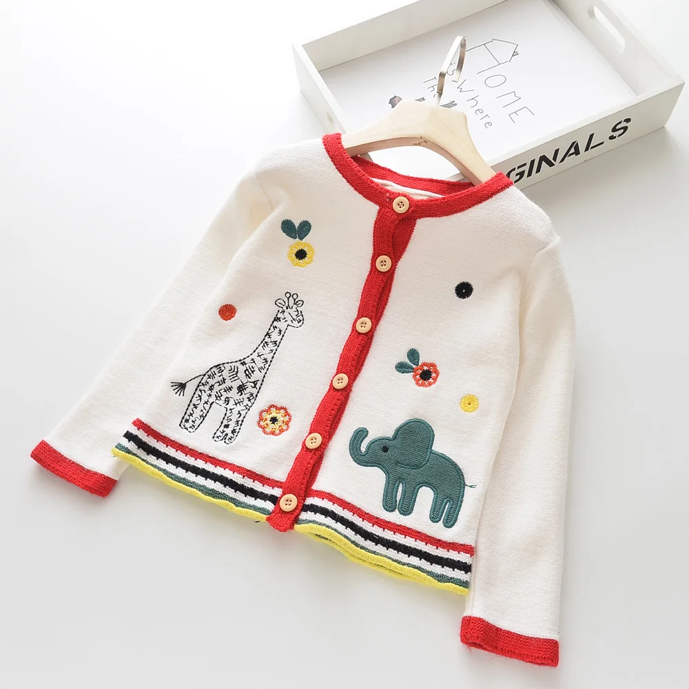

Baby Girls Sweater Coat Cartoon Animal Kids Cardigans For Girls Cotton Knitwear Kids Atumn Winter Clothes Children Outerwear