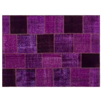 

Handmade Purple Vintage Overdyed Patchwork Area Rug 160x230 Cm-5'3''X7'7''