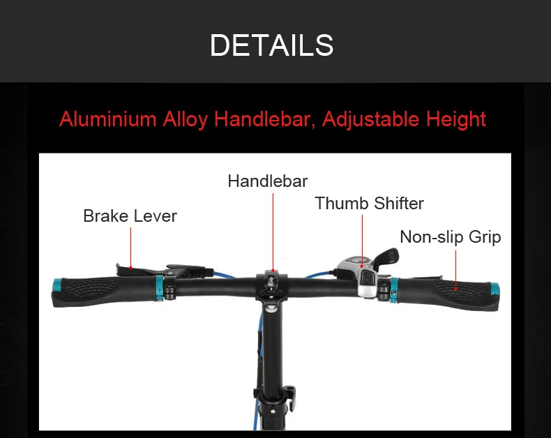 Clearance QF600G 20 Inches Folding Bicycle, 7 Speeds Folding Bike, Aluminium Alloy Frame, BMX, Both Disc Brakes 8