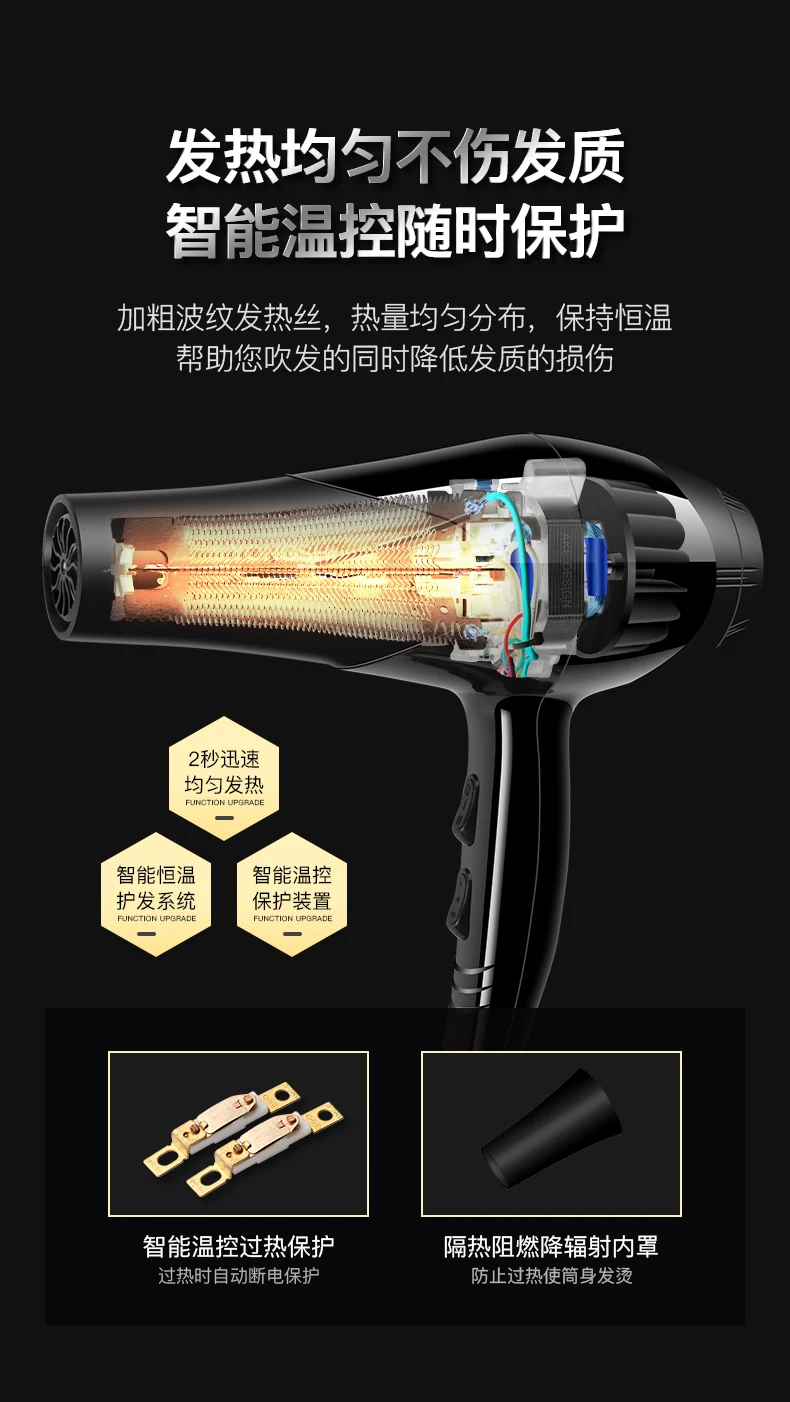 Фен для волос Secadoras Para Cabello бытовая комната в общежитии Barbershop Высокая мощность отрицательная ионизация волос Уход быстрая сушка
