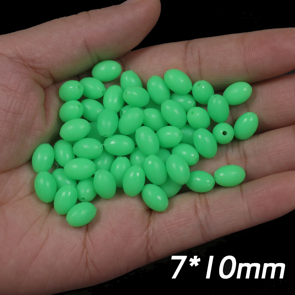 1000/3000PCS Red Green Round Soft Rubber Luminou Fishing Beads Glowing Sink  Beads For Hook Fish