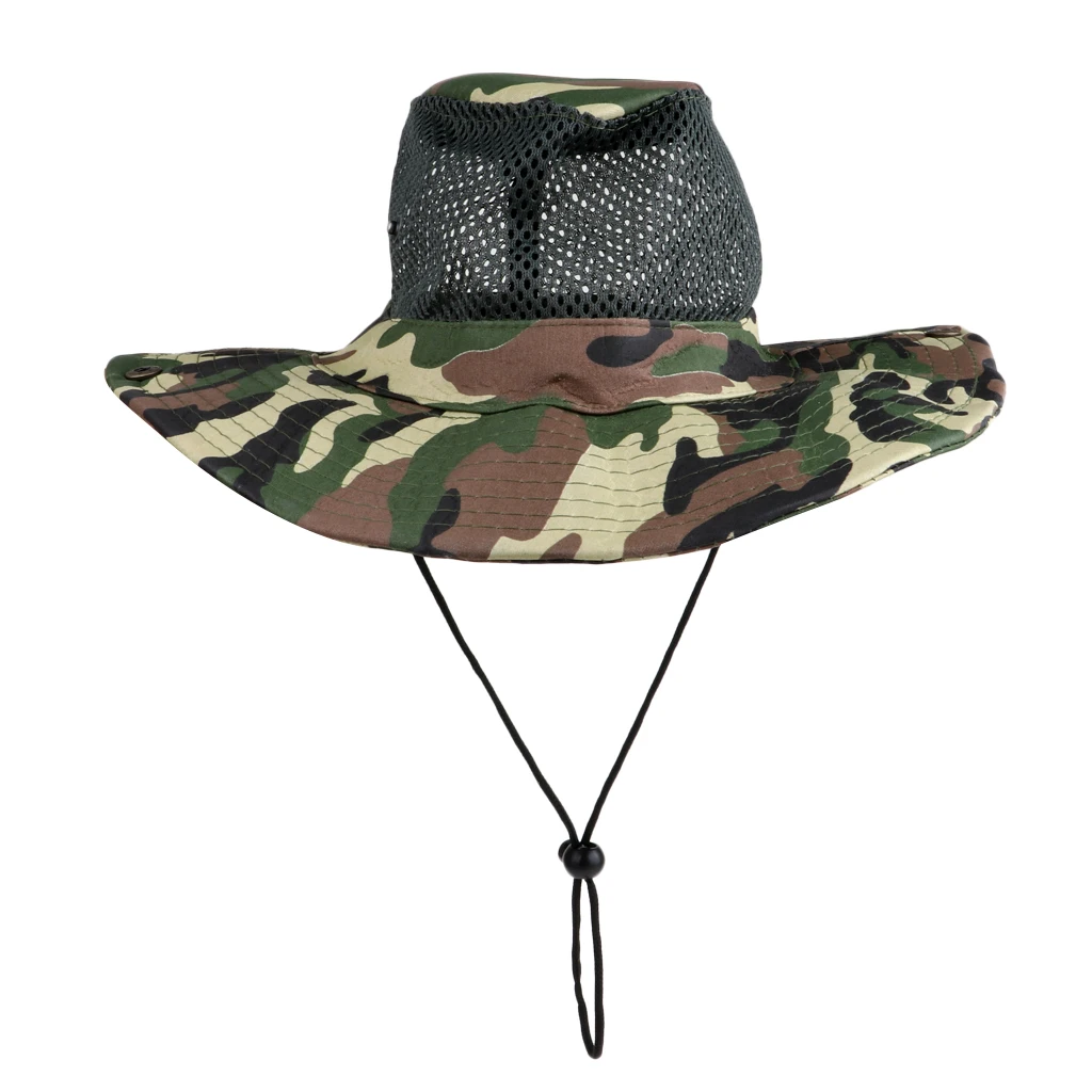 Summer Boonie Mesh Bucket Safari String Hap Cap Men Women Fishing Beach Outdoor Camping Hiking Hat