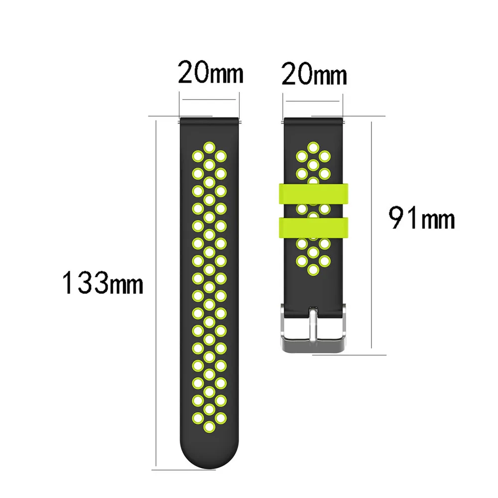 20mm Silicone Bicolor Wristband Strap Watchband for Garmin Vivomove For Samsung Gear Sport R600 Amazfit GTR For Ticwatch 2 /E