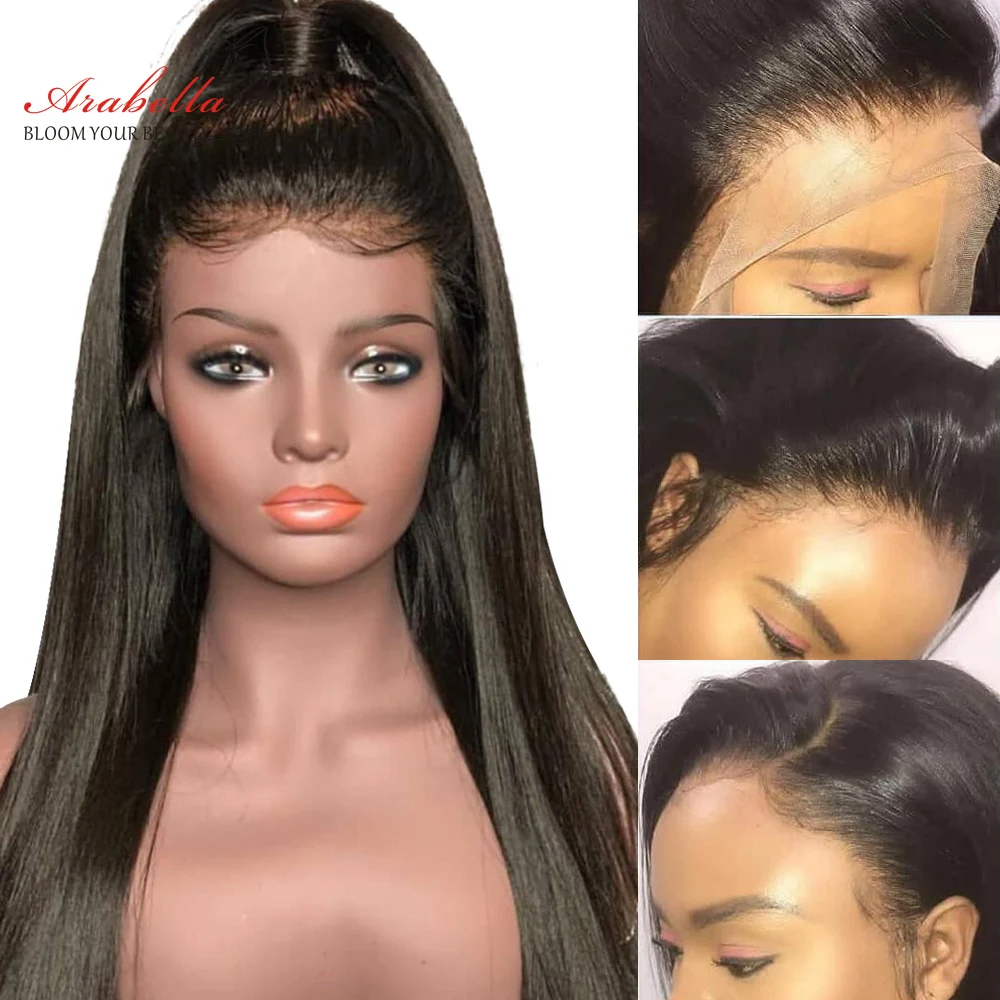 Перуанские прямые волосы на кружеве remy парик 180 плотность высокое соотношение Arabella предварительно выпученные отбеленные узлы кружевные передние человеческие волосы парики