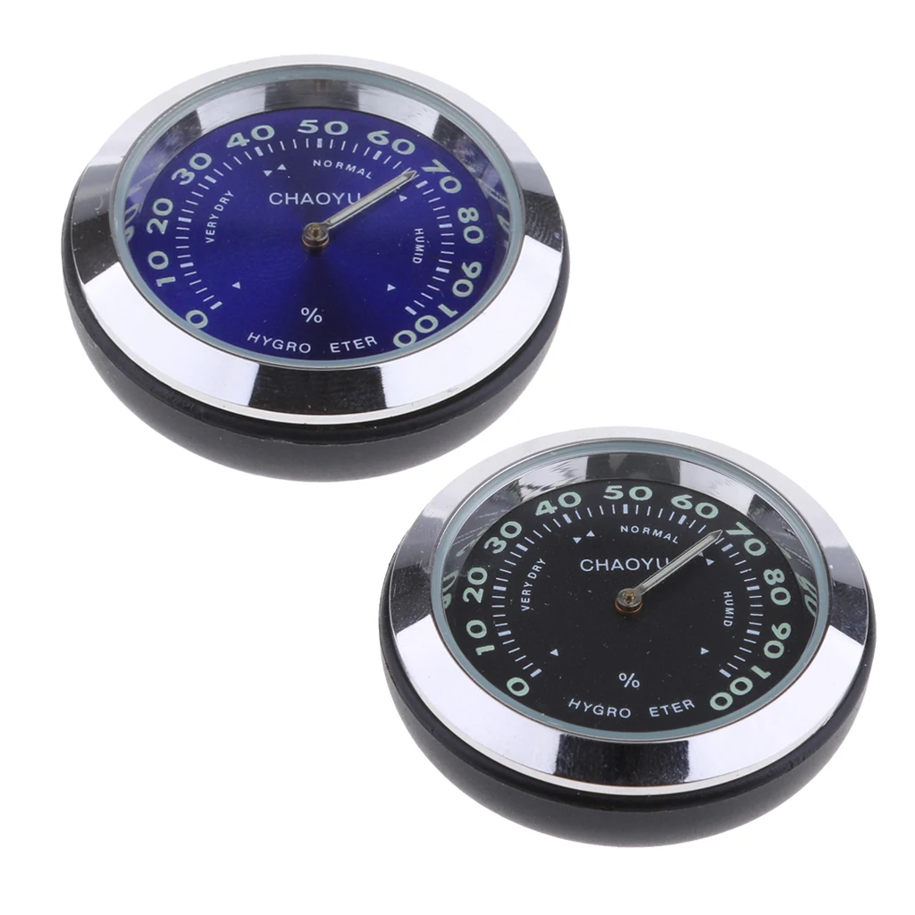 2pcs Car Decoration Clock Auto Hygrometer Decoration Clock Black