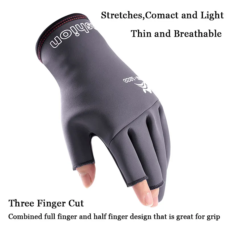Neoprene Anti-Slip Fly Fishing Hunting Gloves Skidproof 3 Fingerless Gloves for Photography Motorcycling Shooting Cycling Hiking