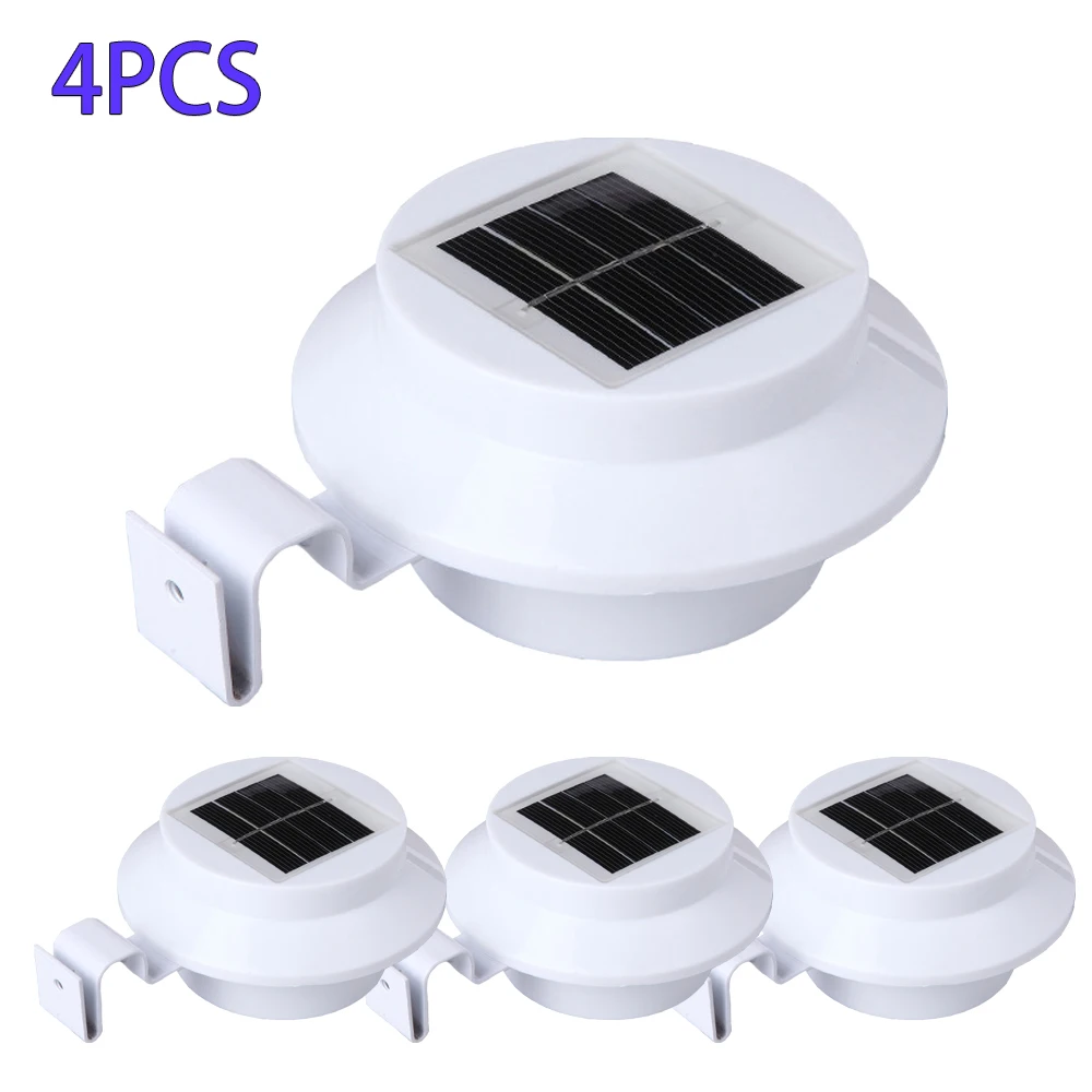 4PCS LED Solar Garden Fence Lamps Waterproof Solar Energy Wall Mount Sink Light Outdoor Sunlights for Patio Porch Roof Lights