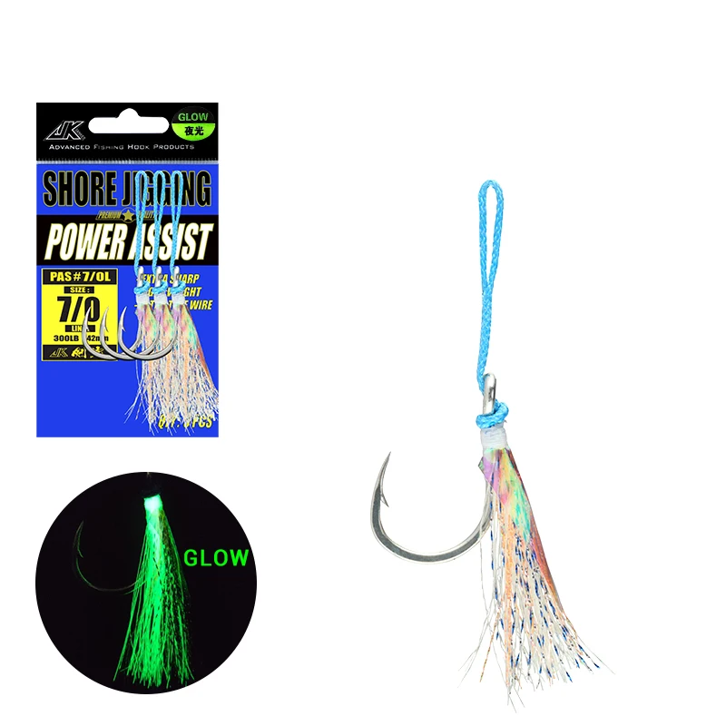 JK PAS-L 4X Mustad Power Jigging Assist Hook 1/0-11/0 UV