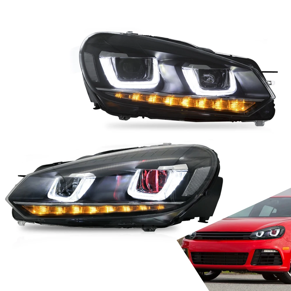 

Headlamp Assembly for Volkswagen Golf Mk6 2010-2014 Head Light Moving Turn Signal Dual Beam Lens 2 Editions Car Accessories