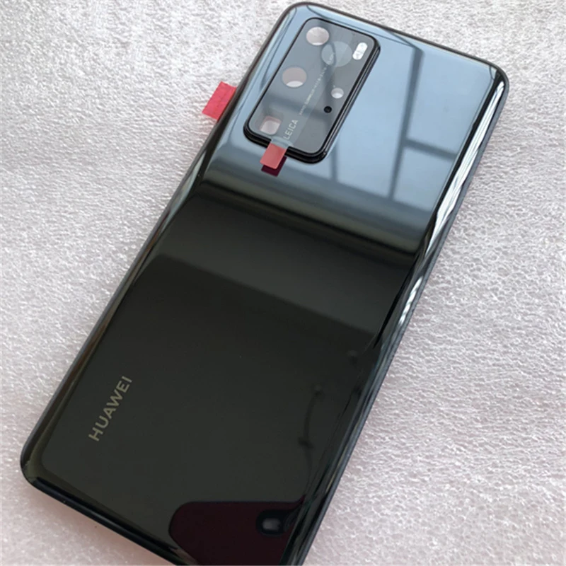 100% Original Tempered Glass Back Cover For Huawei P40 Pro Spare Parts Back Battery Cover Door Housing + Camera Frame mobile phone housings Housings & Frames