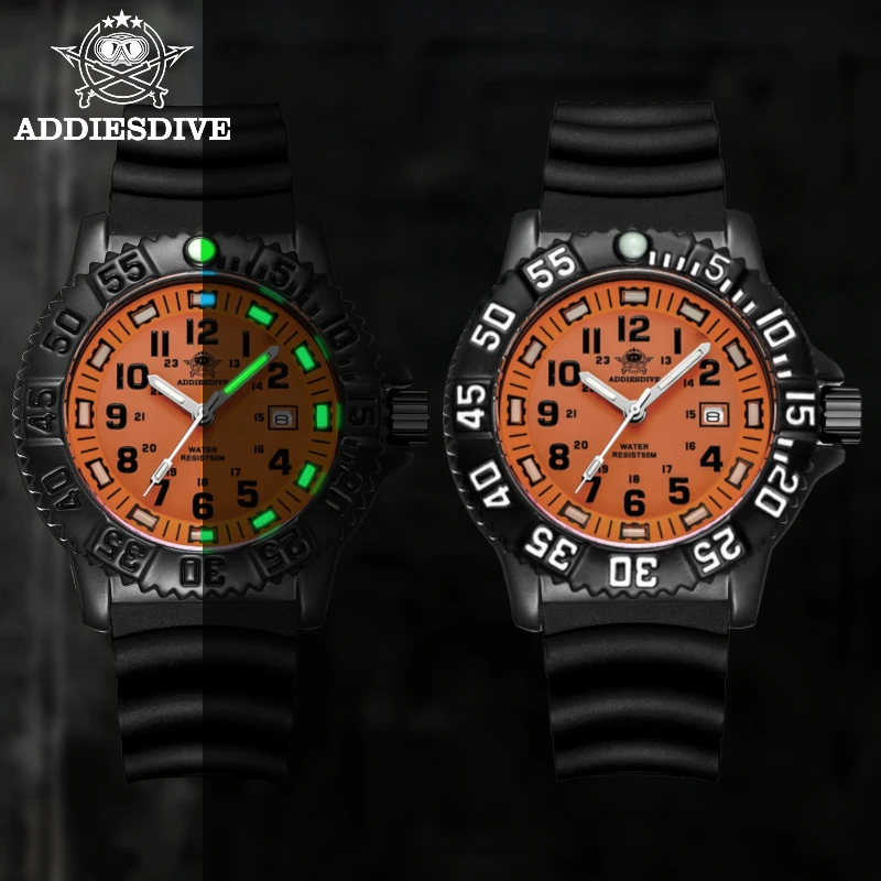 ADDIESDIVE Men Fashion Watch 316L Stainless Steel Watch Luminous 50m Waterproof Outdoor Sports Watch reloj hombre Quartz Watches