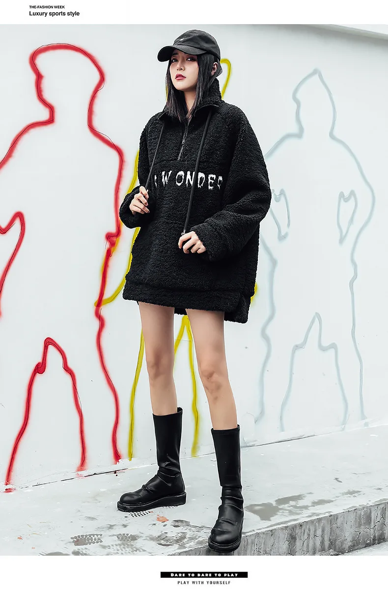 Johnature Winter Thicken Plus Size Women Clothes Hoodies Women New Turn-down Collar Long Loose Fashion Print Sweatshirts