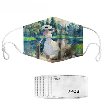

Monet Van Gogh Dust-proof Masks 2020 Dropshipping 7PCS Filters Mask Kids Girl Women Oil Painting Winter Health Prevent Infection