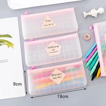 

New Transparent Mesh Pencil Case Stationer Korean Bag Novelty High Capacity Pencil Pouch Student Cute Pen Bag School Supplies