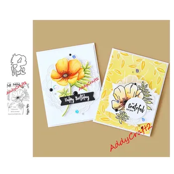 

New Poppy flower Metal cutting dies and Clear Stamps Transparent Silicone Seal for DIY scrapbooking 2020