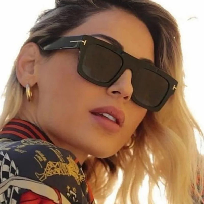 

2022 Luxury Brand One Piece Square Oversized Sunglasses Men Vintage Black Gradient Sun Glasses Women Elegant Beige Flat Eyewear
