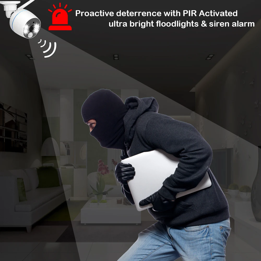 1080P сигнализация ip wifi камера белый Светодиодный прожектор сирена домашняя беспроводная камера безопасности PIR Обнаружение wifi камера наружного наблюдения ссtv cam