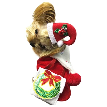 

Christmas Pet Clothes Warm Dog Cat Costume Santa Claus Costume Winter Christmas Pet Coat Apparel Cotton Clothes for Cat dog