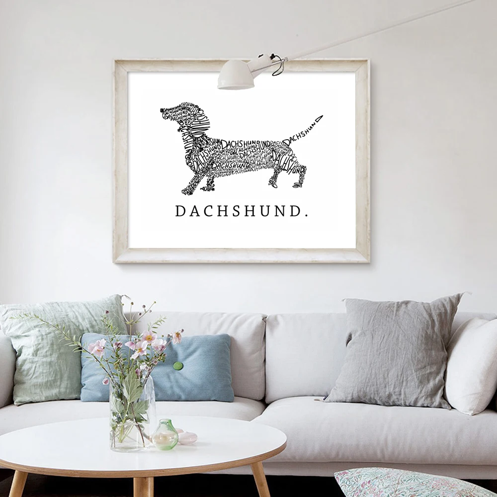 Simple-Style-Canvas-Print-Painting-Poster-Dachshund-Dog-Of-Letters-Modern-Abstract-Animal-Wall-Picture-Unframed (3)