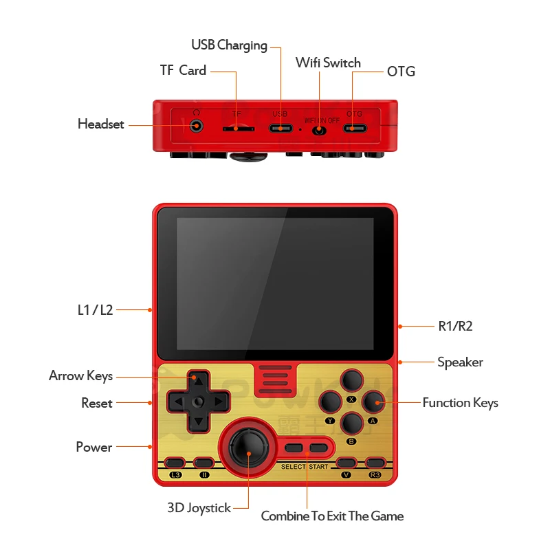 New RGB20 Mini Retro Game Console 3.5 " IPS Full-Fit Screen Handheld Game Player Built-in Wifi Module Multiplayer Online Games