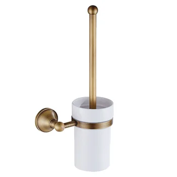 

Promotion! Antique Brass Bathroom Toilet Brush Set Holder Brush with Ceramic Cup