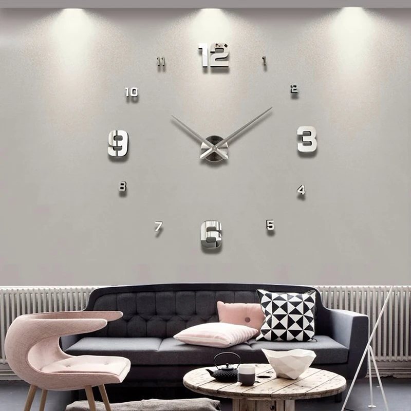 

Quartz Larger Wall Clocks Fashion Watch Mirror Sticker Modern Design Clock Diy Living Room Decor 3d Real Big Wall Clock 2019 New