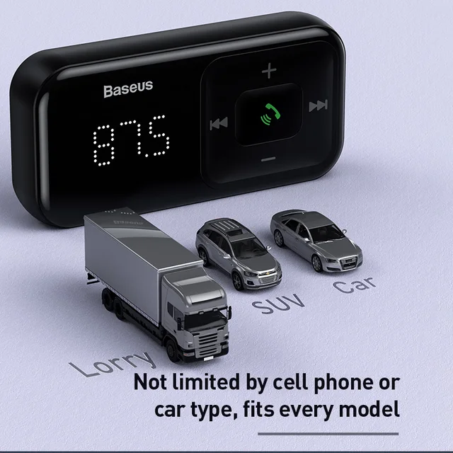 Baseus FM Modulator Transmitter Bluetooth 5.0 FM Radio 3.1A USB Car Charger Handsfree Car Kit Wireless Aux Audio FM Transmiter 6