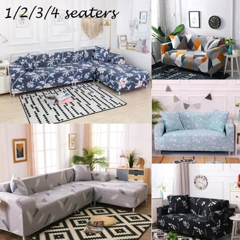 

Printed Elastic Sofa Cover Spandex Modern Polyester Corner Sofa Couch Slipcover Chair Protector Living Room 1/2/3/4 Seater