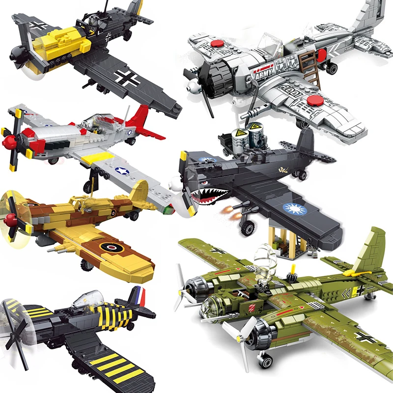 

WW2 Airplane Model Compatible ing Aircraft Germany US British Japan Plane Building Blocks World War 1 2 Military Arme Ju88