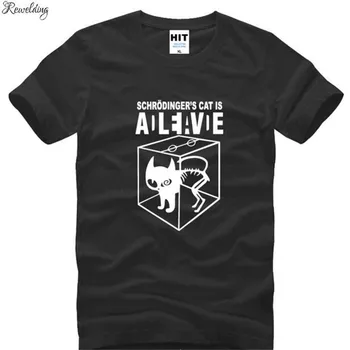 

The Big Bang Theory Sheldon Schrodinger's Cat is Alive T Shirt Men Short Sleeve O-Neck Cotton Man T-Shirt Cool Tee Shirt Homme