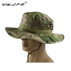 VULPO-Sombrero de camuflaje táctico Airsoft Sniper Boonie, sombrero de caza, pesca, gorra ancha al aire libre, Unisex