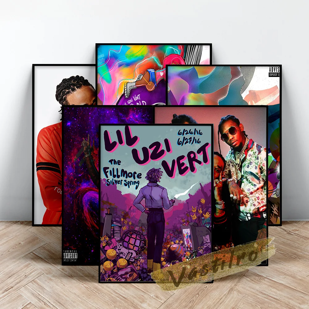 Lil Uzi Vert Album Cover Poster, Uzi Vert Rapper Portrait Prints Art, Hip Hop Rap Singer Wall Stickers, Music Star Wall Painting