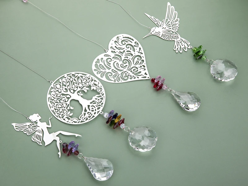 H&D 4 Styles Crystal Suncatcher Window Hanging Ornament Rainbow Maker Pendant for Christmas Day Wedding Cars Window Decor