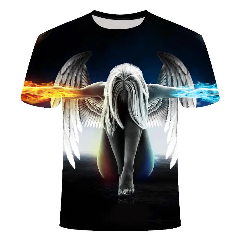2019 novos Grandes estaleiros de Moda de Nova T-shirt Da Marca Dos Homens/Mulheres Ver�o 3d Impress�o Tshirt anjo camiseta Tops 2019 novos Grandes estaleiros de Moda de Nova T-shirt Da Marca Dos Homens/Mulheres Ver�o 3d Impress�o Tshirt anjo camiseta Tops