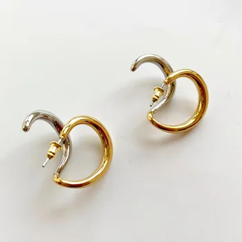 

DR-14 New original European and American simple fashion advanced sense gradual change Half Round Earrings for women