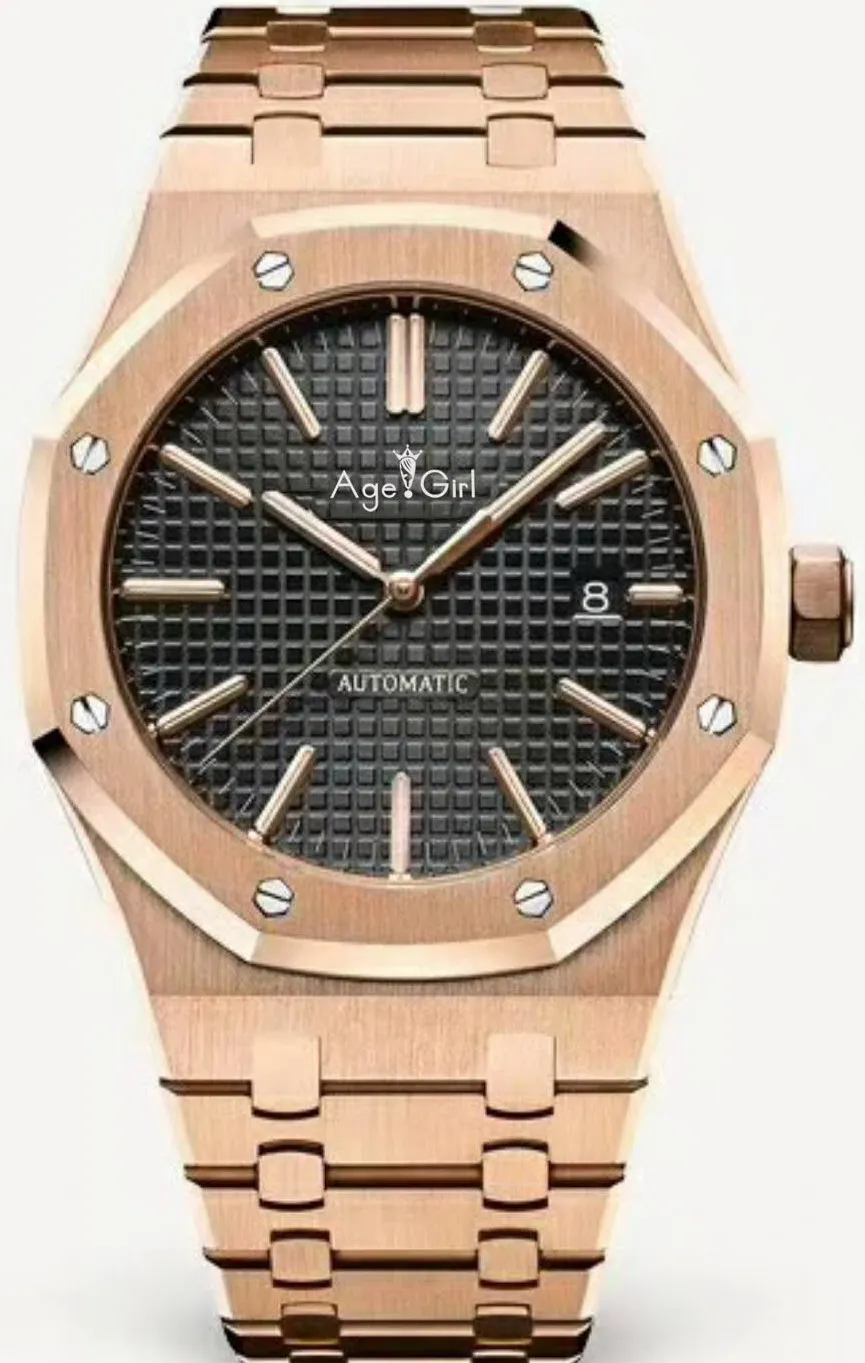 Rose Gold Black Роскошные брендовые новые мужские часы из нержавеющей стали автоматические механические розовое золото синий черный белый сапфировое стекло прозрачные - Цвет: Rose Gold Black