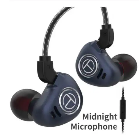 blue with mic TRN V90 1DD+ 4BA Гибридный наушник в ухо HIFI монитор DJ наушники для бега наушник гарнитура с 2PIN съемный - Цвет: blue with mic