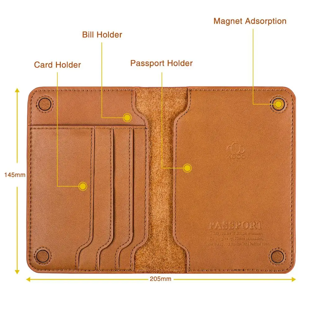 Passport Holder Genuine Leather Case For Car Driving Documents Travel Wallet Organizer