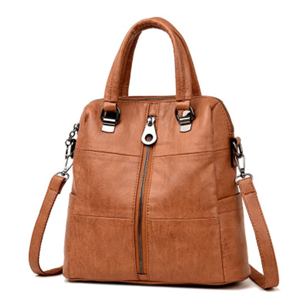 

3-in-1 Women Leather Backpacks Vintage Female Shoulder Bag Sac a Dos Travel Ladies Bagpack Mochilas School Bags For Girls Preppy