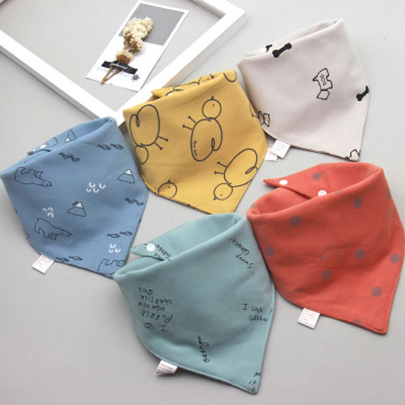 Baby's Triangle Bibs Set, Double Cotton Bandana, Feeding Smock, Infant Burp Cloth, Saliva Toalha, Boys and Girls, 5Pcs