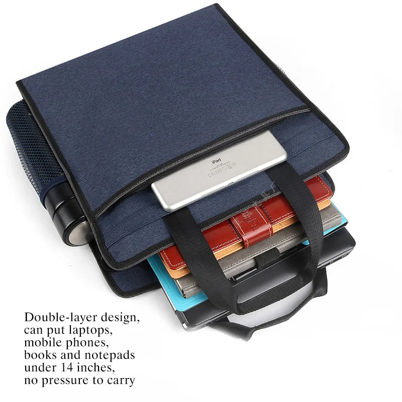 Waterproof Padded Mens Bag Computer Office Portable Document Bag Laptop Double Briefcase Handbag Male Organizer For Documents
