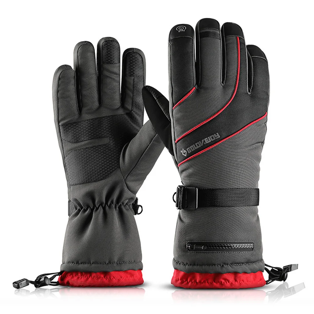 Мужские зимние лыжные перчатки, четырехслойные водонепроницаемые и бархатные теплые перчатки для сенсорного экрана, женские нескользящие перчатки с карманами для верховой езды