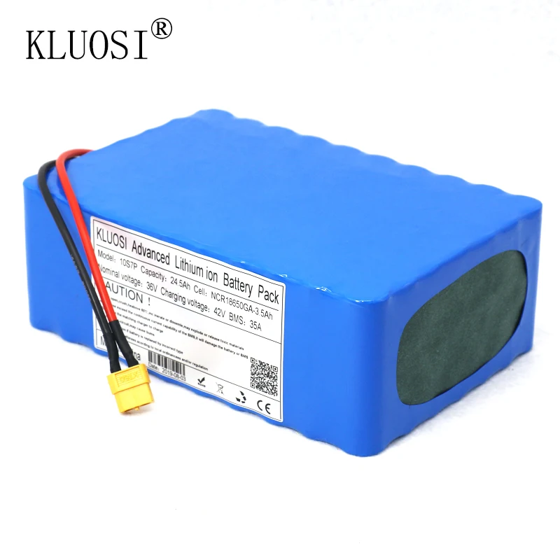 KLUOSI 36V батарея 10S7P 24,5 ah для NCR18650GA с 35A баланс BMS 42V литий-ионный аккумулятор электровелосипед электрический велосипед мотор скутер